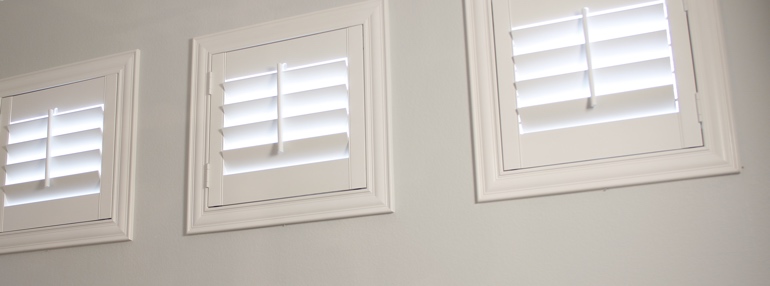 Small Windows in a San Antonio Garage with Polywood Shutters